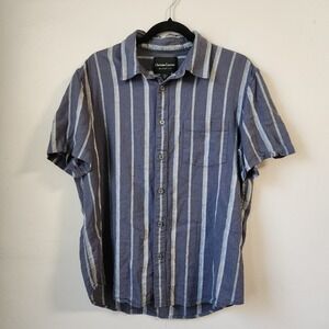 Christian Lacroix Modern Fit Striped Button Up‎ Short Sleeve Shirt Men's L